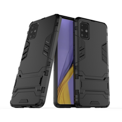 Чехол Iron для Samsung Galaxy A51 2020 / A515 противоударный бампер с подставкой Black