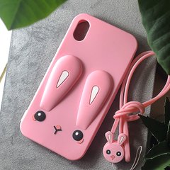 Чехол Funny-Bunny для Iphone XR бампер резиновый заяц Розовый