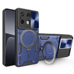 Чехол Magnetic Shield для Xiaomi Redmi Note 13 Pro 4G бампер противоударный с подставкой кольцом Blue