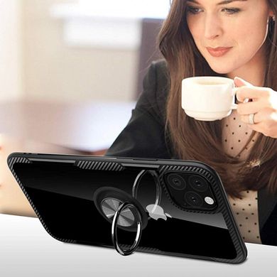 Чехол Crystal для Iphone 11 Pro Max бампер противоударный с подставкой Transparent Black