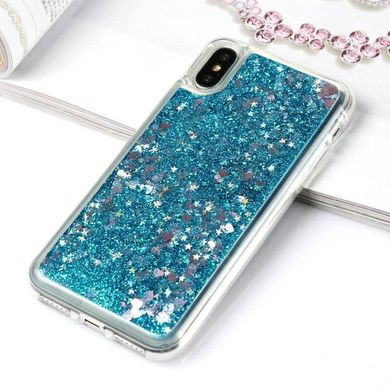 Чехол Glitter для Iphone X Бампер Жидкий блеск Синий