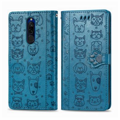 Чехол Embossed Cat and Dog для Xiaomi Redmi 8 книжка кожа PU Blue