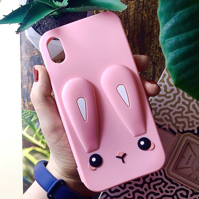 Чехол Funny-Bunny для Iphone XR бампер резиновый заяц Розовый