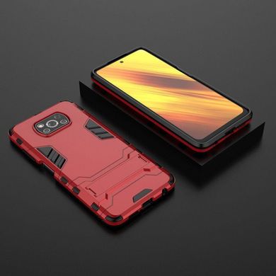 Чехол Iron для Xiaomi Poco X3 / X3 Pro бампер противоударный с подставкой Red