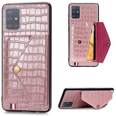 Чохол Croc для Samsung A51 2020 / A515 шкіра PU бампер з кишенею рожевий