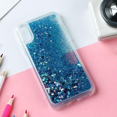 Чохол Glitter для Iphone X Бампер Рідкий блиск Синій