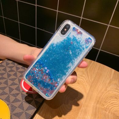 Чехол Glitter для Iphone X Бампер Жидкий блеск Синий