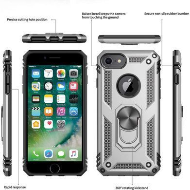 Чехол Shield для Iphone 5 / 5s / SE бронированный Бампер с подставкой Silver