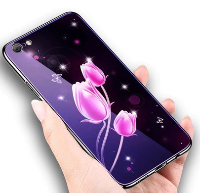 Чехол Glass-case для Iphone SE 2020 бампер накладка Flowers