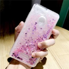Чехол Glitter для Xiaomi Redmi 6 Бампер Жидкий блеск сердце Розовый