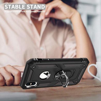 Чехол Shield для Iphone XS бампер противоударный с подставкой Black
