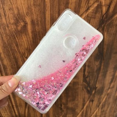 Чохол Glitter для Samsung Galaxy A20 2019 / A205F бампер Рідкий блиск Серце Рожевий
