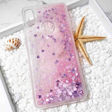 Чохол Glitter для Samsung Galaxy A20 2019 / A205F бампер Рідкий блиск Серце Рожевий