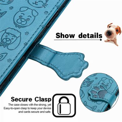 Чехол Embossed Cat and Dog для Xiaomi Redmi 12 книжка кожа PU с визитницей голубой
