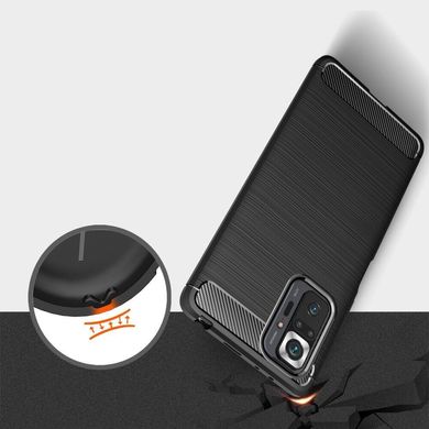 Чехол Carbon для Xiaomi Redmi Note 10 Pro противоударный бампер Black
