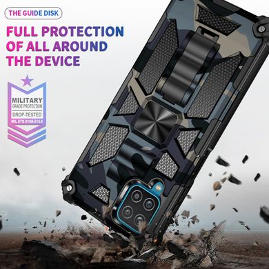 Чехол Military Shield для Samsung Galaxy M22 / M225 бампер противоударный с подставкой Navy-Blue
