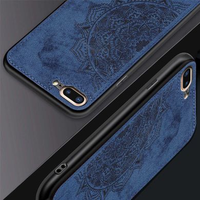 Чехол Embossed для Iphone 7 Plus / 8 Plus бампер накладка тканевый синий