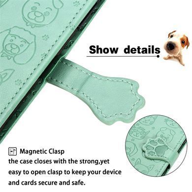 Чехол Embossed Cat and Dog для iPhone SE 2022 книжка кожа PU с визитницей мятный