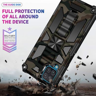 Чехол Military Shield для Samsung Galaxy A12 2021 / A125 бампер противоударный с подставкой Khaki