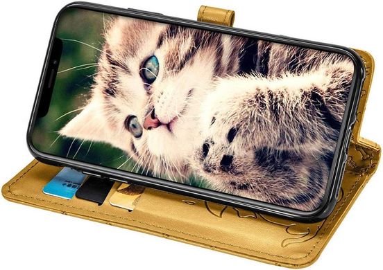 Чехол Embossed Cat and Dog для Iphone 11 Pro Max книжка с визитницей кожа PU желтый