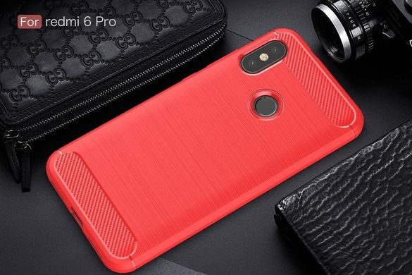 Чехол Carbon для Xiaomi Mi A2 Lite / Redmi 6 Pro Бампер Red