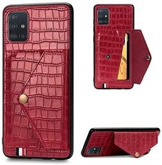 Чехол Croc для Samsung A51 2020 / A515 кожа PU бампер с карманом красный