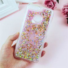 Чехол Glitter для Honor 7C / AUM-L41 5.7" Бампер Жидкий блеск звезды Розовый УЦЕНКА