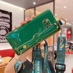 Чехол Luxury для Xiaomi Poco X3 / X3 Pro бампер с ремешком Green