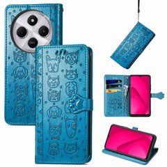 Чехол Embossed Cat and Dog для Xiaomi Redmi 14C книжка кожа PU с визитницей голубой