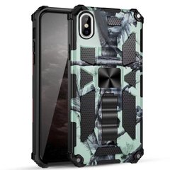 Чехол Military Shield для Iphone X бампер противоударный с подставкой Turquoise