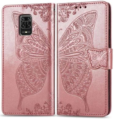 Чехол Butterfly для Xiaomi Redmi Note 9 Pro Max книжка кожа PU розовый