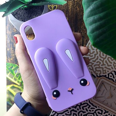 Чехол Funny-Bunny для Iphone XR бампер резиновый заяц Сиреневый