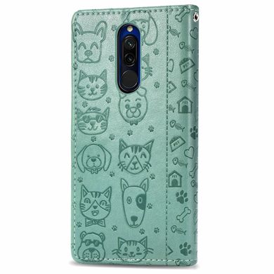 Чехол Embossed Cat and Dog для Xiaomi Redmi 8 книжка кожа PU Mint