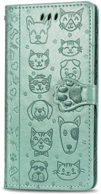 Чохол Embossed Cat and Dog для Xiaomi Redmi Note 7 / Note 7 Pro книжка шкіра PU Mint