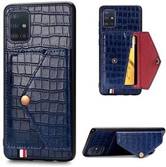 Чехол Croc для Samsung A51 2020 / A515 кожа PU бампер с карманом синий