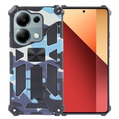 Чехол Military Shield для Xiaomi Poco M6 Pro 4G бампер противоударный с подставкой Navy-Blue