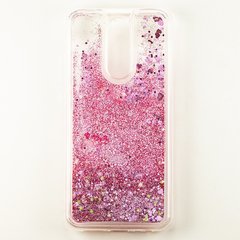 Чехол Glitter для Xiaomi Redmi 8 Бампер Жидкий блеск Сердце Розовый