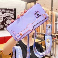 Чехол Luxury для Xiaomi Poco X3 / X3 Pro бампер с ремешком Purple