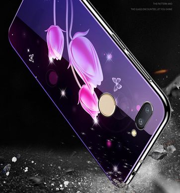 Чохол Glass-case для Xiaomi Mi 8 Lite бампер накладка Flowers