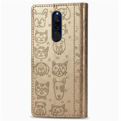 Чехол Embossed Cat and Dog для Xiaomi Redmi 8 книжка кожа PU gold