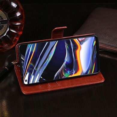 Чехол Idewei для Realme 7 Pro книжка кожа PU с визитницей коричневый