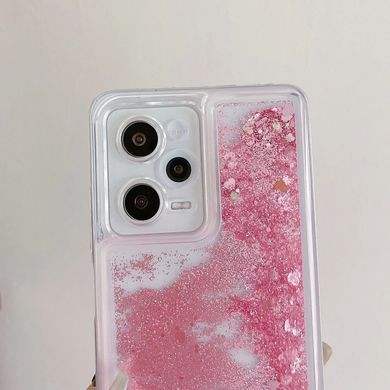 Чехол Glitter для Xiaomi Poco X5 5G бампер жидкий блеск аквариум розовый