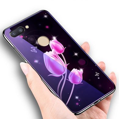 Чохол Glass-case для Xiaomi Mi 8 Lite бампер накладка Flowers