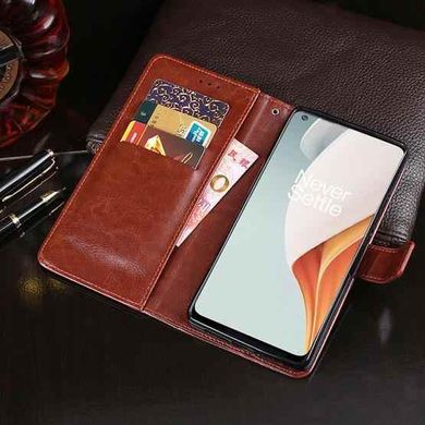 Чехол Idewei для OnePlus Nord N100 книжка кожа PU с визитницей коричневый