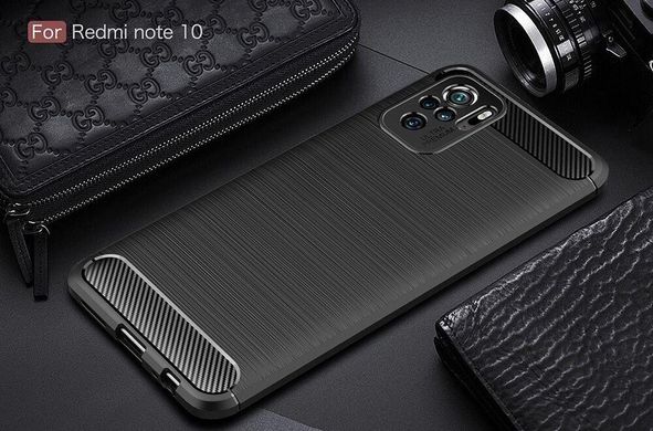Чехол Carbon для Xiaomi Redmi Note 10 / Note 10S бампер противоударный Black
