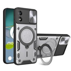 Чехол Magnetic Shield для Motorola Moto E13 бампер противоударный с подставкой Silver