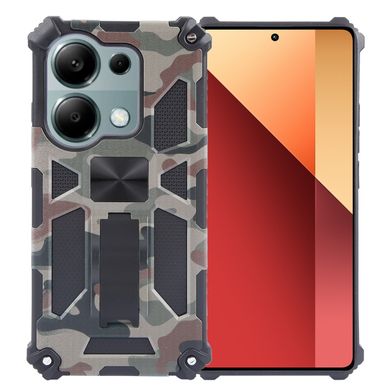 Чехол Military Shield для Xiaomi Poco M6 Pro 4G бампер противоударный с подставкой Khaki