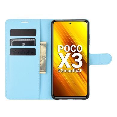 Чехол IETP для Xiaomi Poco X3 / X3 Pro книжка кожа PU с визитницей голубой