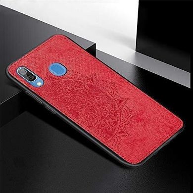 Чехол Embossed для Samsung A30 2019 / A305F бампер накладка тканевый красный