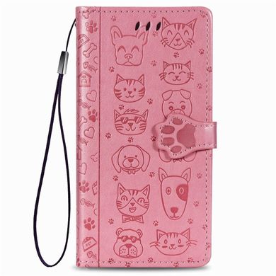 Чехол Embossed Cat and Dog для Xiaomi Redmi Note 8 Pro книжка кожа PU Pink